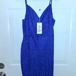 Royal Blue Lace Slip Dress